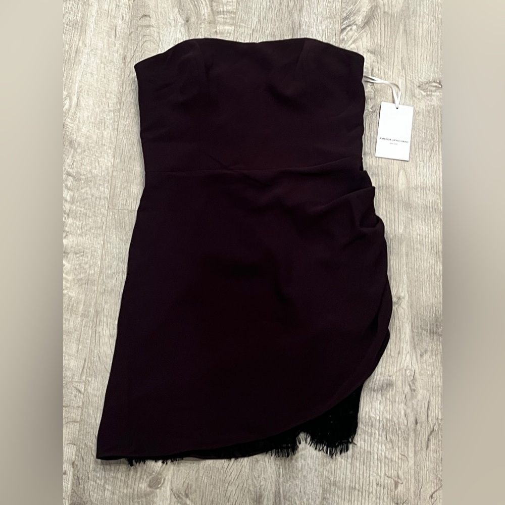 Amanda Uprichard Dark Purple Strapless Dress